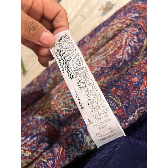 Zara Women's Paisley Print Blazer Size S Multicolor Mid-Length Jacket - Picture 7 of 9